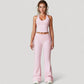 Drawstring Ruched Waist Flared Leg Pants Stretch Fabric Active Yoga Lounge Bottoms