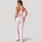 Drawstring Ruched Waist Flared Leg Pants Stretch Fabric Active Yoga Lounge Bottoms