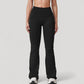 High Waist Flared Leg Stretch Pants Smooth Fabric Seamless Waistband Active Lounge Bottoms