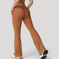 High Waist Flared Leg Stretch Pants Smooth Fabric Seamless Waistband Active Lounge Bottoms