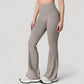 High Waist Flared Leg Stretch Pants Smooth Fabric Seamless Waistband Active Lounge Bottoms