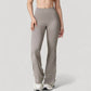 High Waist Flared Leg Stretch Pants Smooth Fabric Seamless Waistband Active Lounge Bottoms