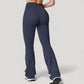 High Waist Flared Leg Stretch Pants Smooth Fabric Seamless Waistband Active Lounge Bottoms