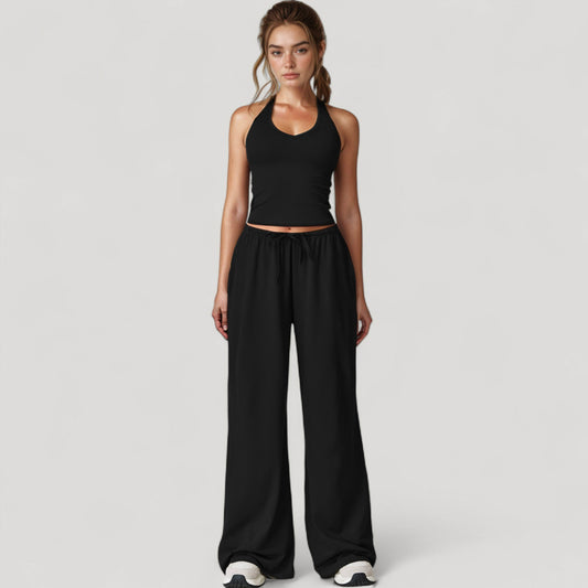 Wide Leg Lounge Pants with Drawstring Waist and Relaxed Fit for All-Day Comfort