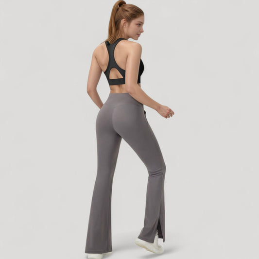 Crossover V-Neck Sports Bra with Wide Straps and Stretch Support Band