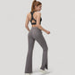 Crossover V-Neck Sports Bra with Wide Straps and Stretch Support Band
