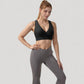 Crossover V-Neck Sports Bra with Wide Straps and Stretch Support Band