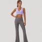 Crossover V-Neck Sports Bra with Wide Straps and Stretch Support Band