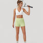 Crossover V-Neck Sports Bra with Wide Straps and Stretch Support Band