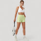 Crossover V-Neck Sports Bra with Wide Straps and Stretch Support Band