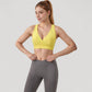 Crossover V-Neck Sports Bra with Wide Straps and Stretch Support Band