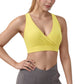 Crossover V-Neck Sports Bra with Wide Straps and Stretch Support Band