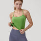 Ribbed Cropped Tank with Strappy Back and Stretch Fit for Lightweight Layering