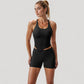 Scoop Neck Racerback Tank Top with Handkerchief Hem and Built-In Shelf Bra for Low Impact Activity