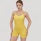 Spaghetti Strap Active Romper with Scoop Neckline and Fitted Stretch Fabric