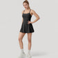 Activewear Tennis Dress with Spaghetti Straps and A-Line Skirt Design