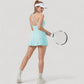 Activewear Tennis Dress with Spaghetti Straps and A-Line Skirt Design