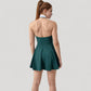 Sleeveless Tennis Dress with Contrast Polo Collar and Flared Skirt Design
