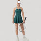 Sleeveless Tennis Dress with Contrast Polo Collar and Flared Skirt Design