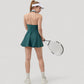 Sleeveless Tennis Dress with Contrast Polo Collar and Flared Skirt Design