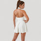 Sleeveless Tennis Dress with Contrast Polo Collar and Flared Skirt Design