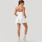 Sleeveless Tennis Dress with Contrast Polo Collar and Flared Skirt Design