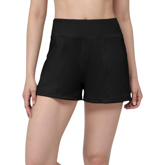 High Waist Performance Shorts with Wide Waistband and Side Pockets for Active Comfort