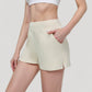 High Waist Performance Shorts with Wide Waistband and Side Pockets for Active Comfort