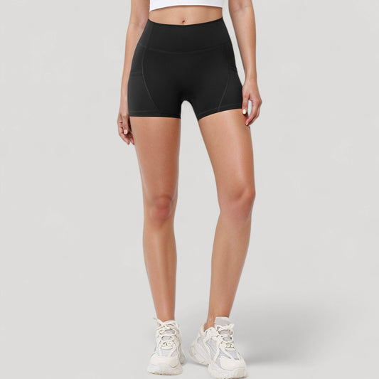 High Waist Workout Shorts with Side Pockets and Seam-Contoured Fit for Flexible Movement