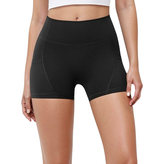 High Waist Workout Shorts with Side Pockets and Seam-Contoured Fit for Flexible Movement