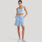 Scoop Neck Sports Bra Top with Wide Straps and Soft Stretch Fit