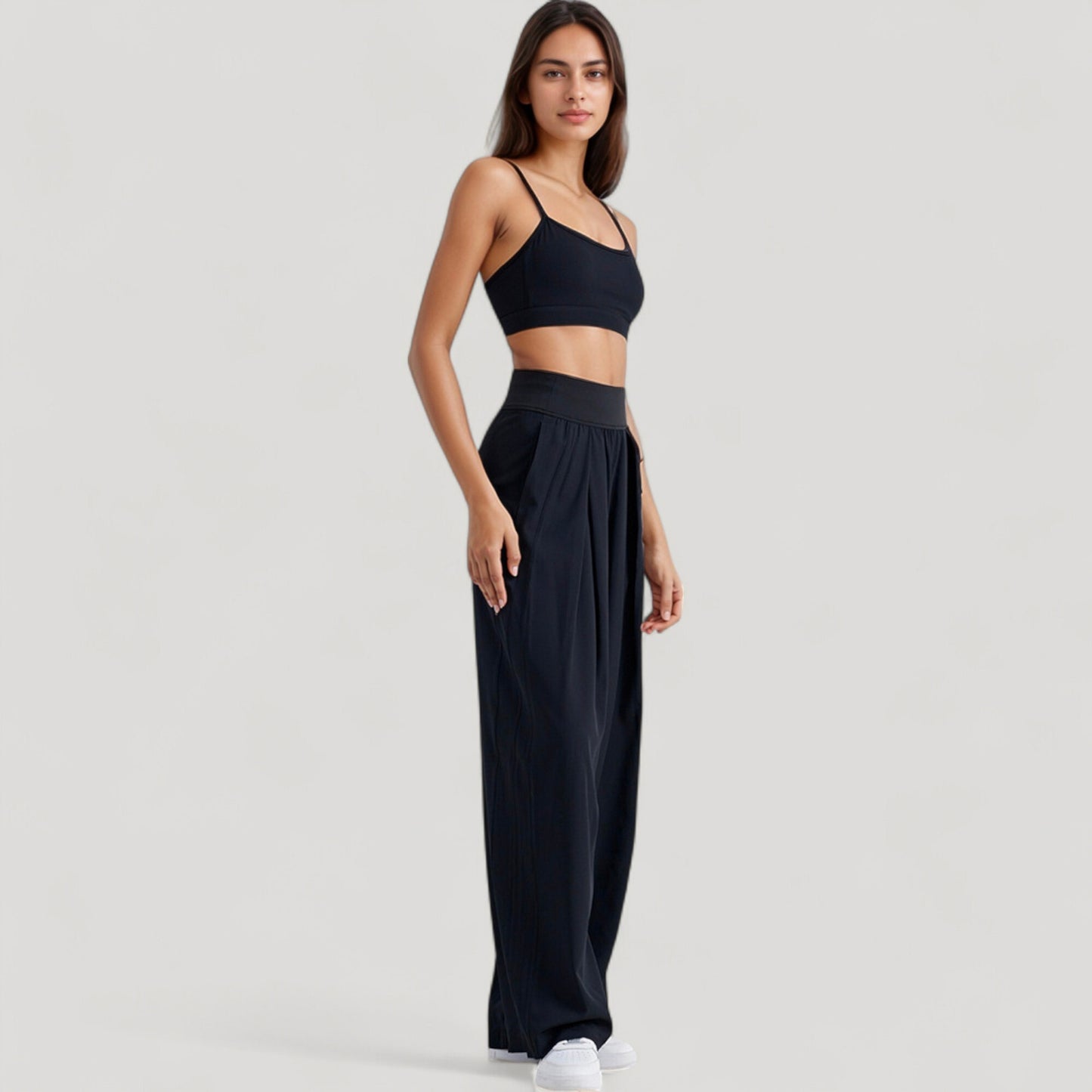 Spaghetti Strap Scoop Neck Sports Bra Top with Lightweight Stretch Fabric