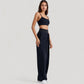 Spaghetti Strap Scoop Neck Sports Bra Top with Lightweight Stretch Fabric