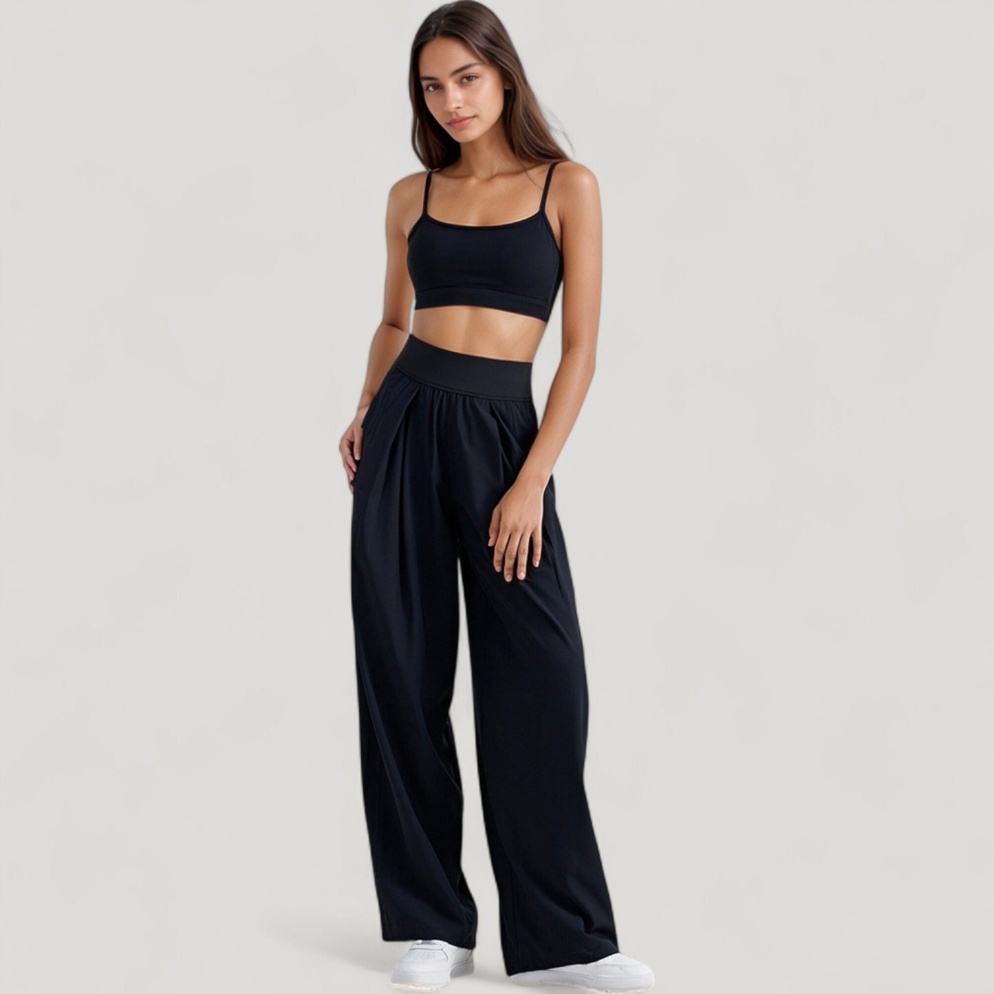 Spaghetti Strap Scoop Neck Sports Bra Top with Lightweight Stretch Fabric