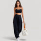 Spaghetti Strap Scoop Neck Sports Bra Top with Lightweight Stretch Fabric