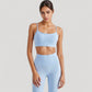 Spaghetti Strap Scoop Neck Sports Bra Top with Lightweight Stretch Fabric