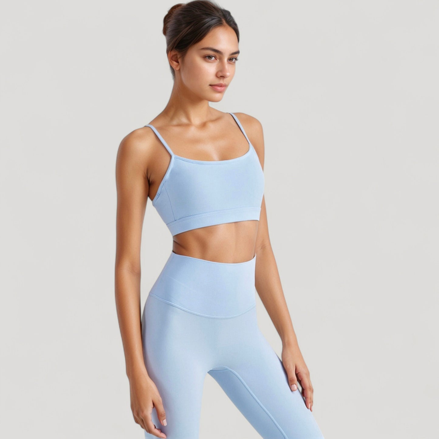 Spaghetti Strap Scoop Neck Sports Bra Top with Lightweight Stretch Fabric