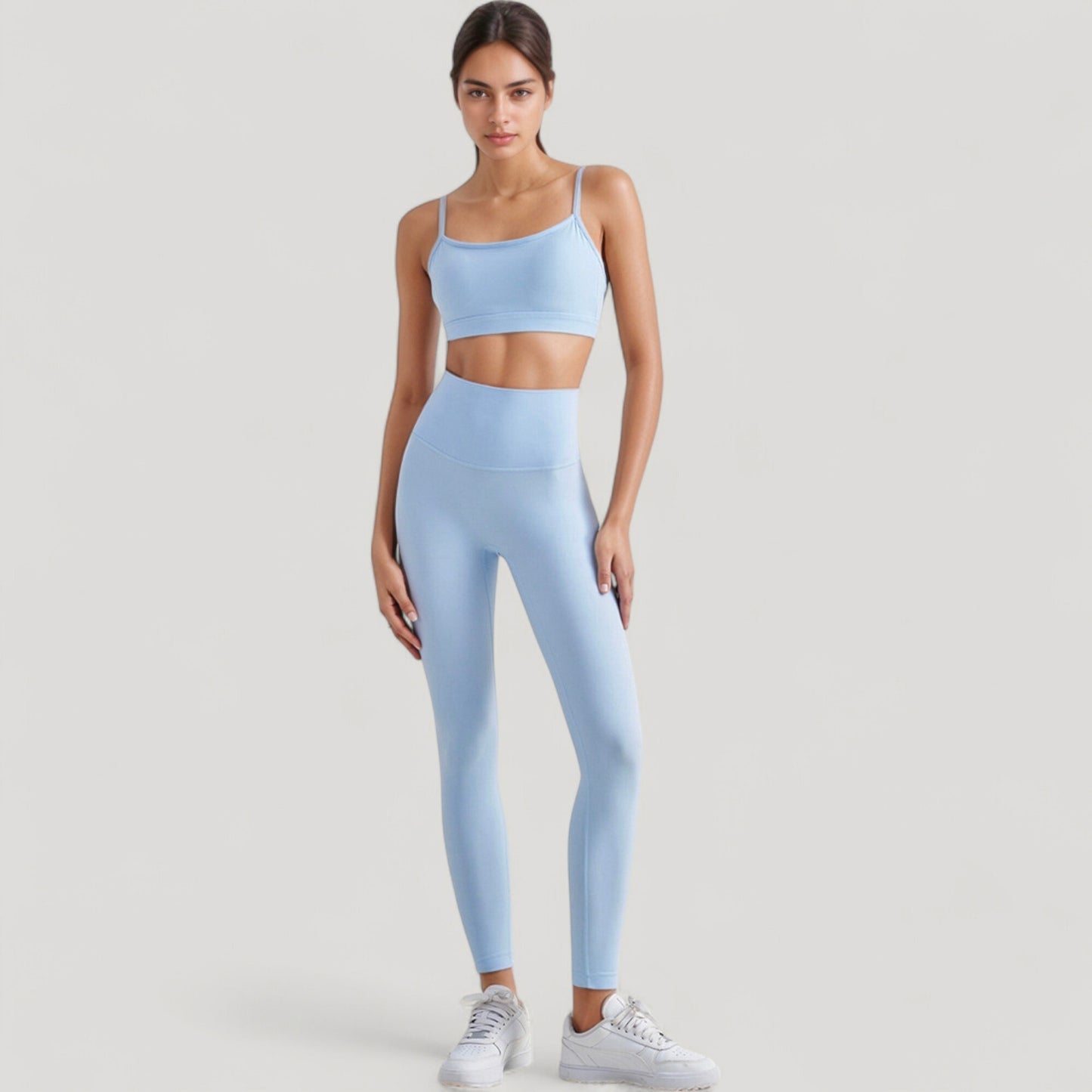 Spaghetti Strap Scoop Neck Sports Bra Top with Lightweight Stretch Fabric