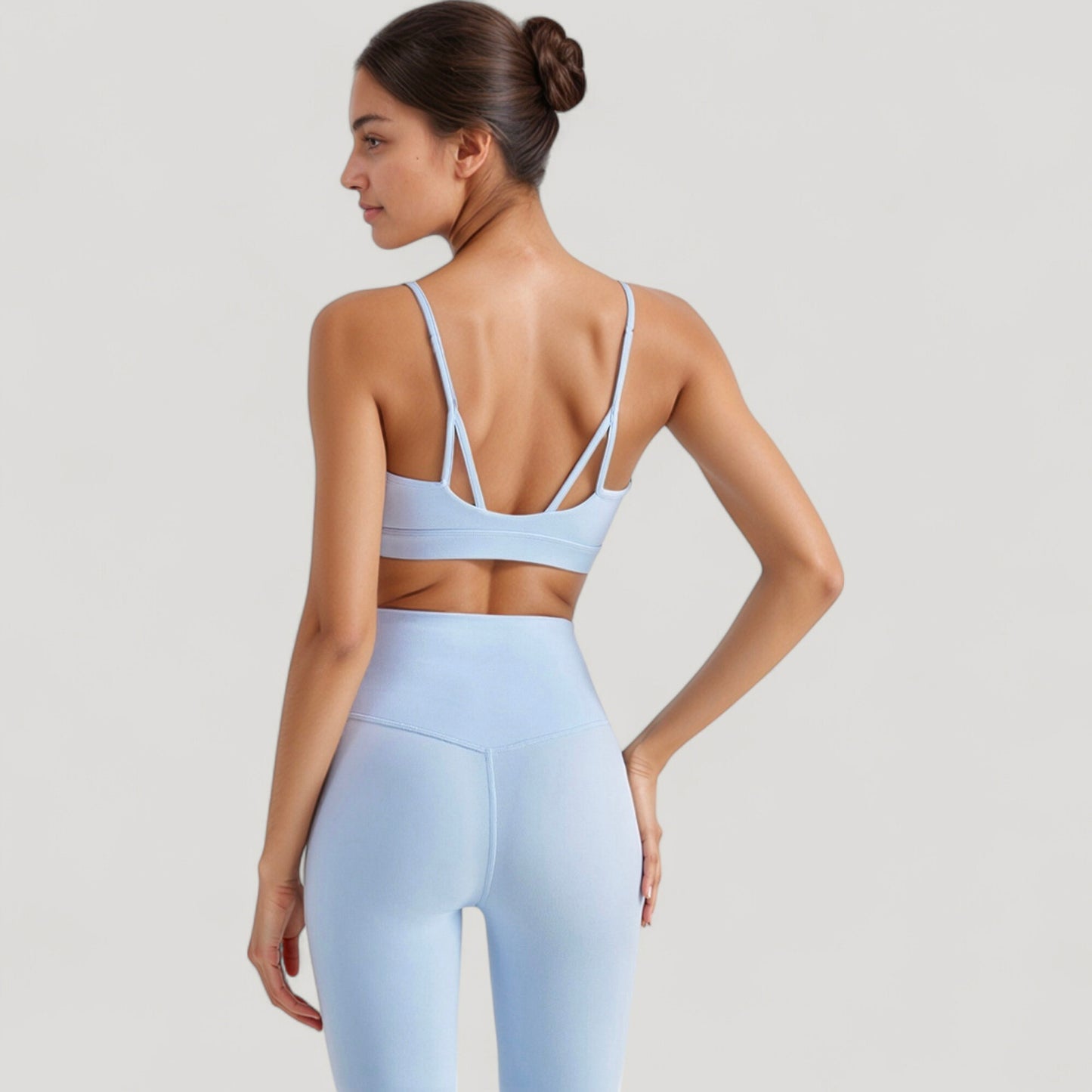 Spaghetti Strap Scoop Neck Sports Bra Top with Lightweight Stretch Fabric