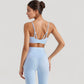 Spaghetti Strap Scoop Neck Sports Bra Top with Lightweight Stretch Fabric