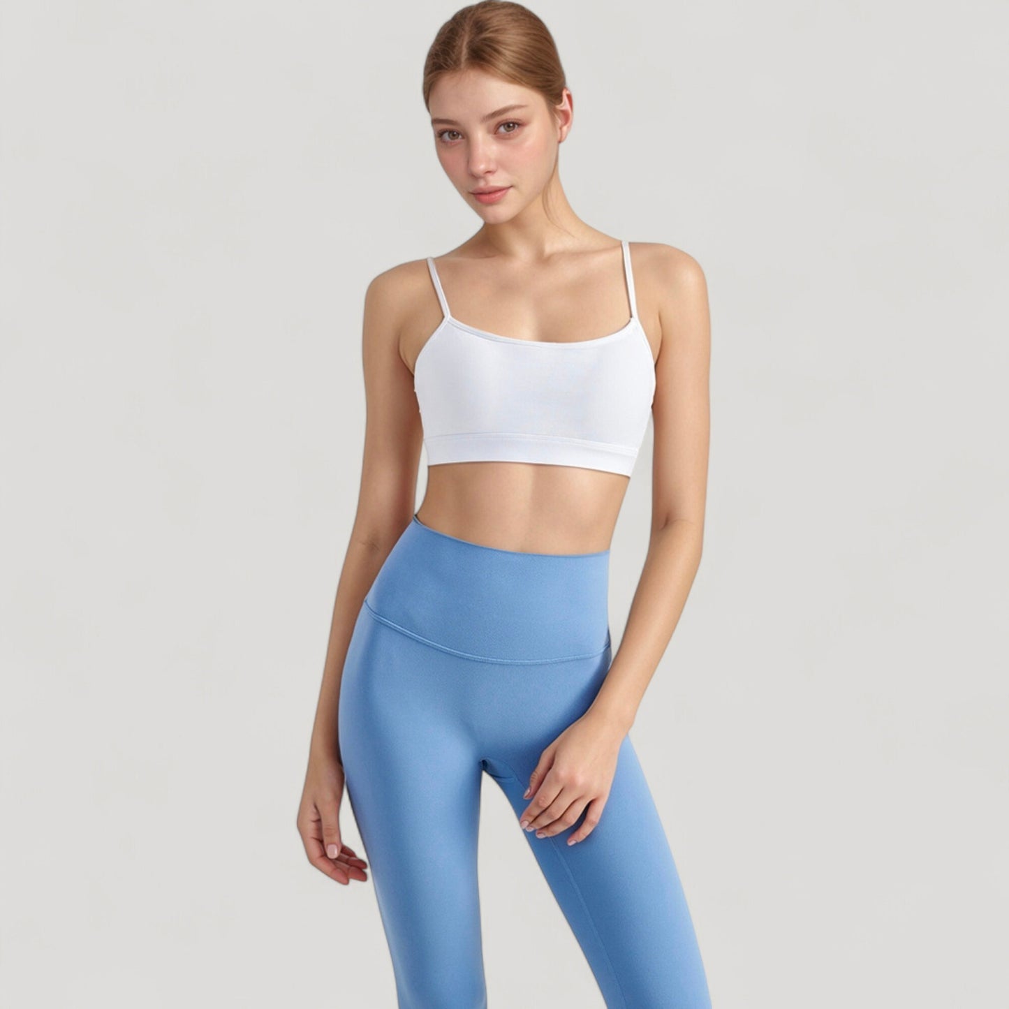 Spaghetti Strap Scoop Neck Sports Bra Top with Lightweight Stretch Fabric
