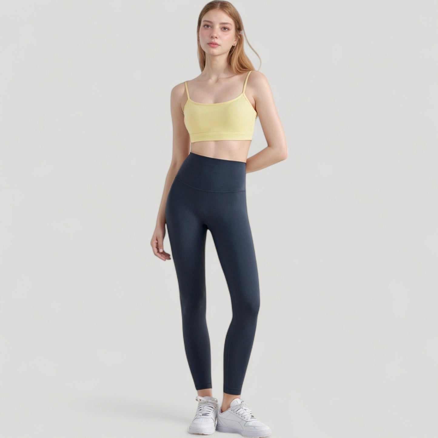 Spaghetti Strap Scoop Neck Sports Bra Top with Lightweight Stretch Fabric