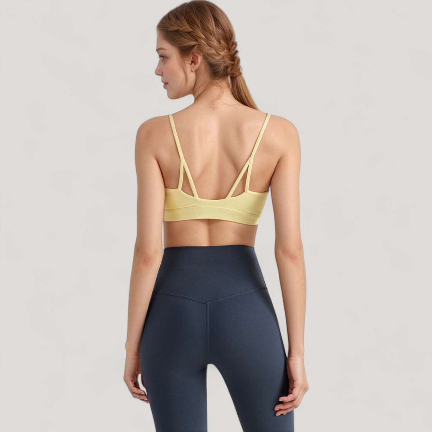 Spaghetti Strap Scoop Neck Sports Bra Top with Lightweight Stretch Fabric