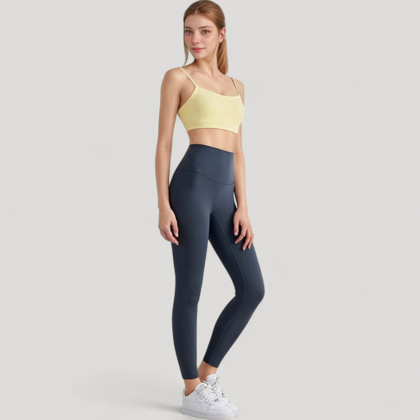 Spaghetti Strap Scoop Neck Sports Bra Top with Lightweight Stretch Fabric