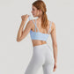V-Neck Double Strap Sports Bra Top with Lightweight Stretch Fabric and Soft Support
