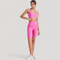V-Neck Double Strap Sports Bra Top with Lightweight Stretch Fabric and Soft Support