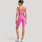 V-Neck Double Strap Sports Bra Top with Lightweight Stretch Fabric and Soft Support