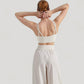 V-Neck Double Strap Sports Bra Top with Lightweight Stretch Fabric and Soft Support
