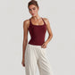 Fitted Square Neck Tank Top with Built-In Bra and Racerback Design for Active and Casual Comfort