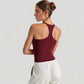 Fitted Square Neck Tank Top with Built-In Bra and Racerback Design for Active and Casual Comfort
